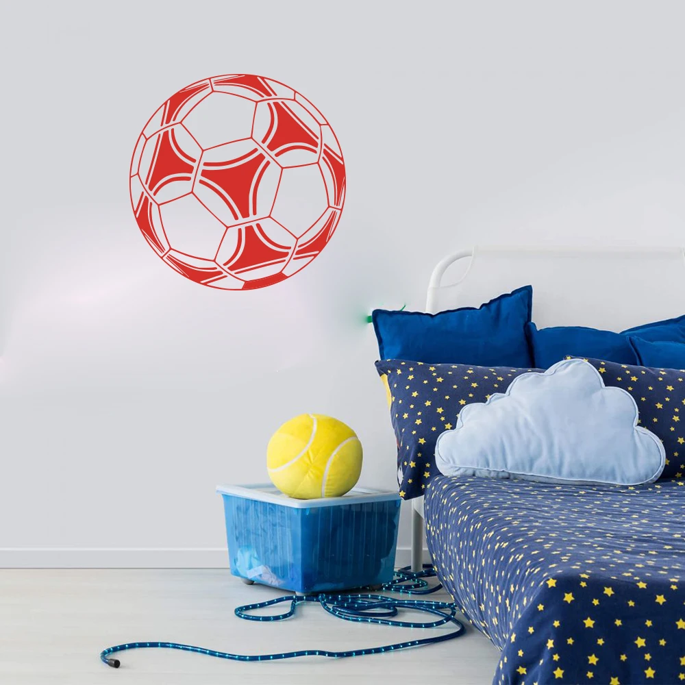 Большая наклейка на стену с изображением футбольного мяча для мальчика детской
