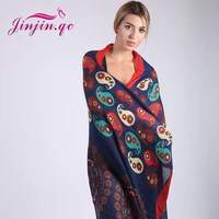jinjin qc 2019 new fashion scarf women floral scarves and wraps elephant printed beach sunscreen shawls drop shipping