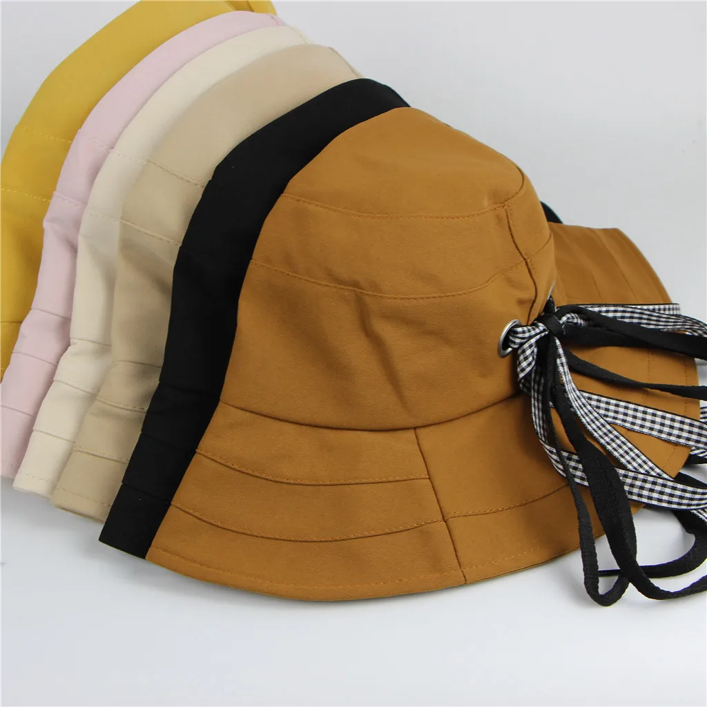 Женская летняя однотонная широкополая Складная спортивная шляпа с широкими