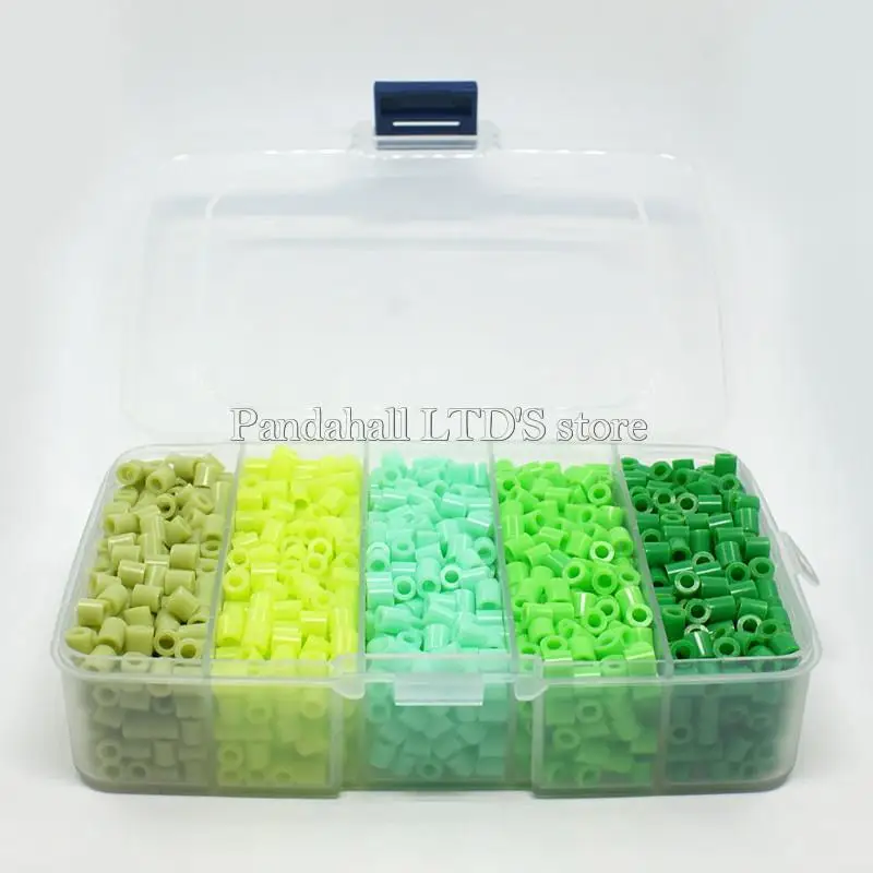 5 мм плавкие бусины PE DIY для детей трубка градиентный зеленый цвет 5x5 отверстие: 3