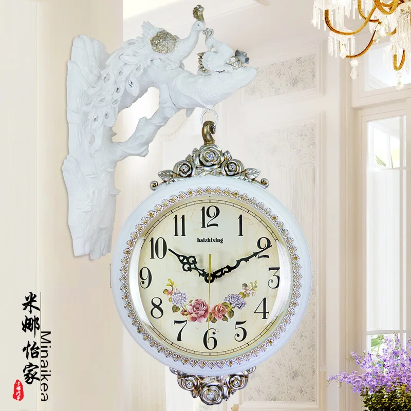 Большой гостиной настенные часы Павлин современный дизайн с двойным