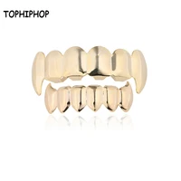 tophiphop fashion golden silver mold kit hip hop braces top and bottom grillz teeth vampire decoration jewelry unisex