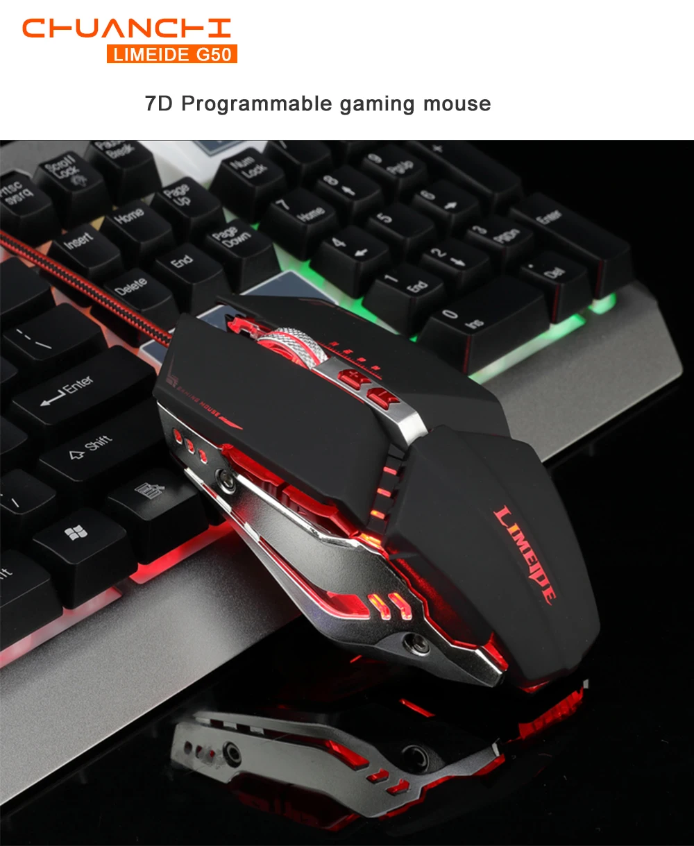CHUANCHI USB проводной игровой Мышь 7 кнопок 3200 Точек на дюйм Регулируемый Оптический светодиодный компьютер Мышь Мыши для портативных ПК Тетрадь Игры Геймер