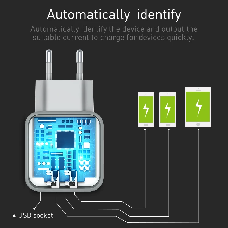 Baseus USB зарядное устройство Lighting + Micro Type C кабель для зарядки 2.4A универсальное
