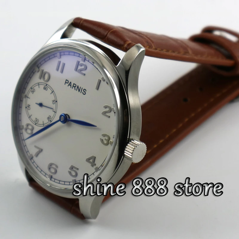 Часы мужские Parnis с белым циферблатом и синими стрелками 44 мм 6497|watch men|watch men watchwatch