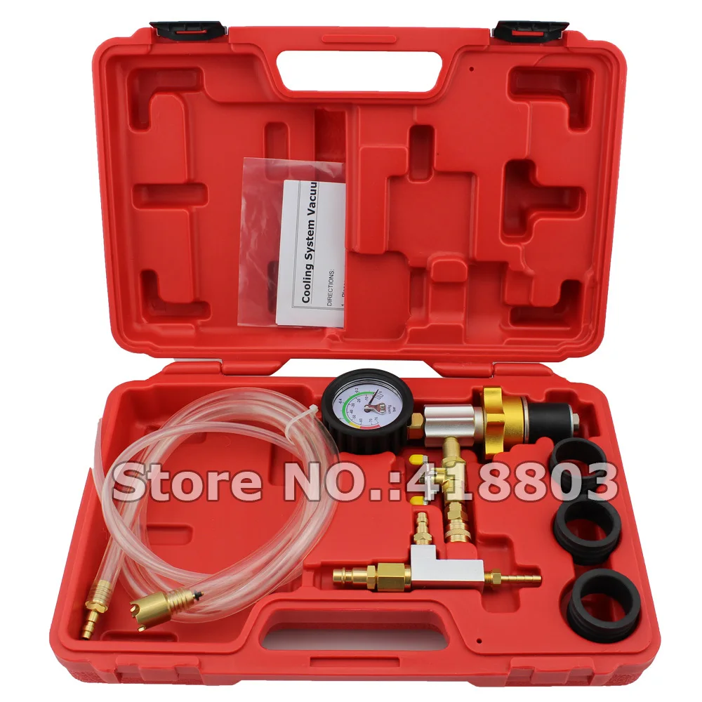 Radiator Coolant Vacuum Cooling System Refill Purging Tool Gauge Kit Quick Coupler Attachments