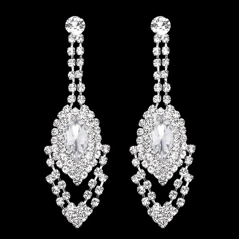 style 8--6.6cm TREAZY, Длинные свадебные Висячие Серьги серебряного цвета с кристаллами для женщин, стразы, кисточки, висячие серьги, подарки для невесты, вечерние ювелирные изделия - Окраска металла: style 8--6.6cm