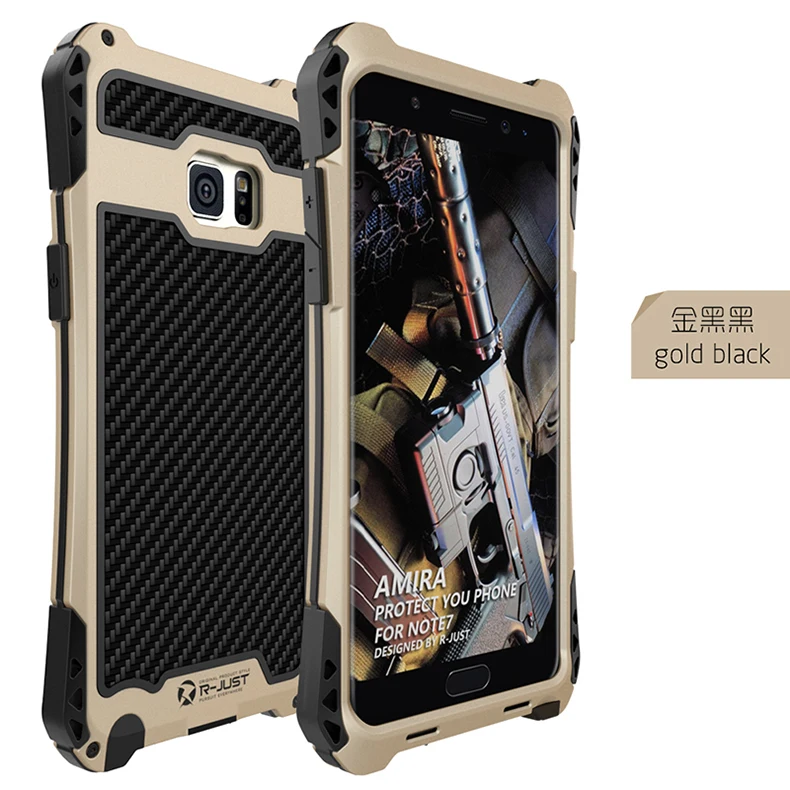 Luxury Life Waterproof Shockproof Aluminum Armor Hard Case For Samsung Galaxy Note 7 Metal Cover with Tempered Glass |