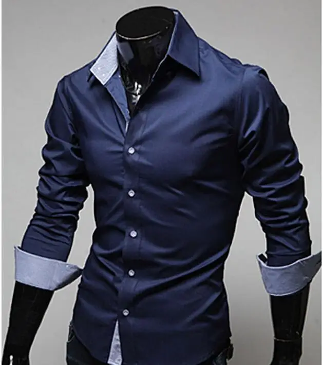 New Fashion Men's Luxury Stylish Casual Dress Shirts Long Sleeve Slim Fit Shirt Men shirt Spring | Мужская одежда