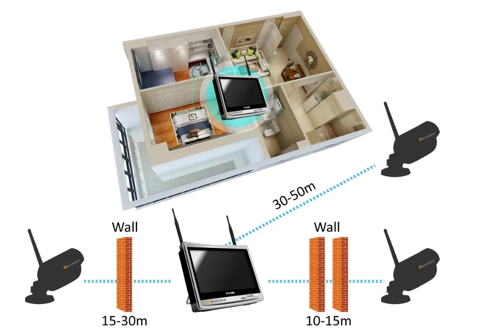 Einnov 1080P 2MP Беспроводная система видеонаблюдения ip-камера NVR 12 дюймов ЖК-монитор 4Ch 8CH Camara wifi комплект видеонаблюдения P2P