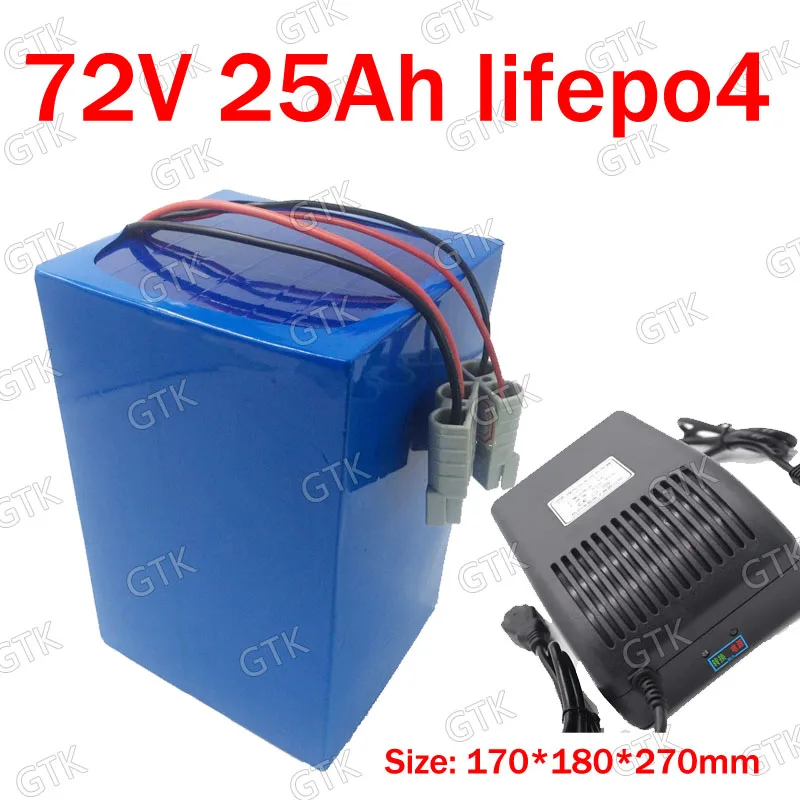 

Литиевый аккумулятор GTK, 72 в, 25 А ч, BMS 24S, для 1500 Вт, 3000 Вт, для велосипеда, скутера, тележки, автомобиля, зарядное устройство 5 А