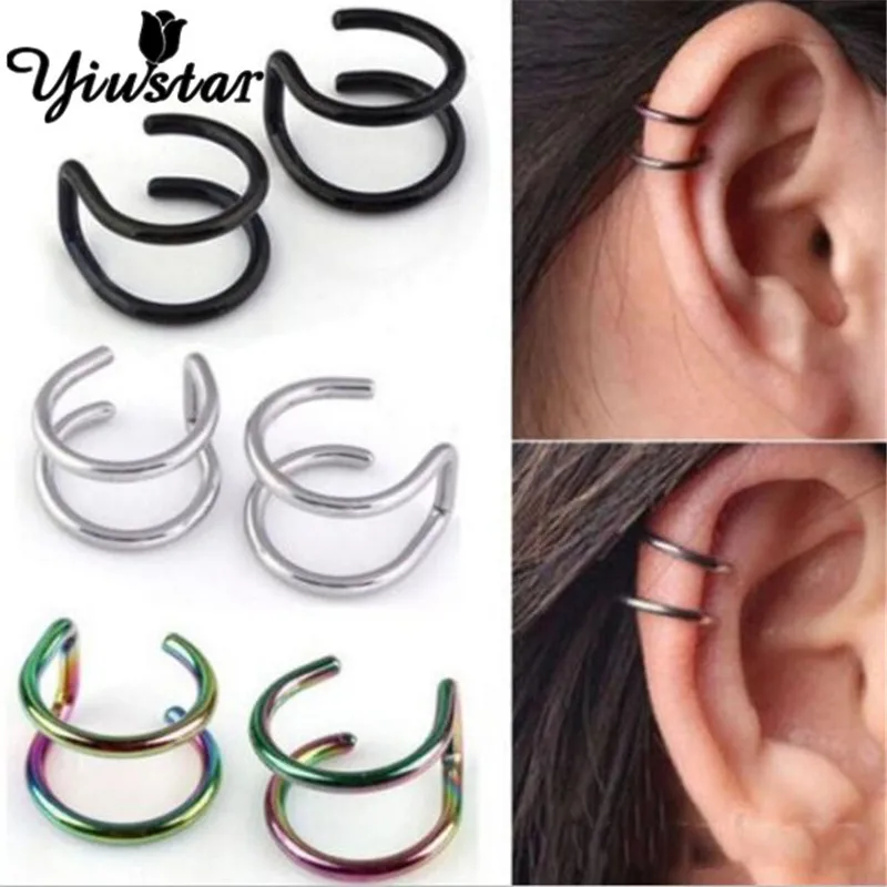

Yiustar New Arrival Trendy Punk Ear Clip Cuff Wrap Earrings U Shape No piercing Wave Ear Climbers Hiphop Rock Women Men Jewelry