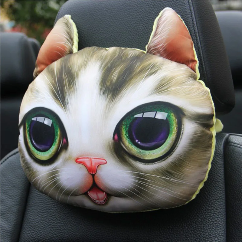 Автомобильная подушка на шею 3d-мультяшная Подушка подголовник для кошек и собак