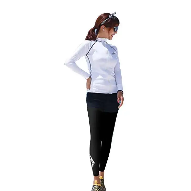 

3pc/set Mens Womens UV Sun Protection Long Sleeve Zip Top Shirts Skins Tee Rash Guard Compression Base Layer UPF 50+ Swimsuit