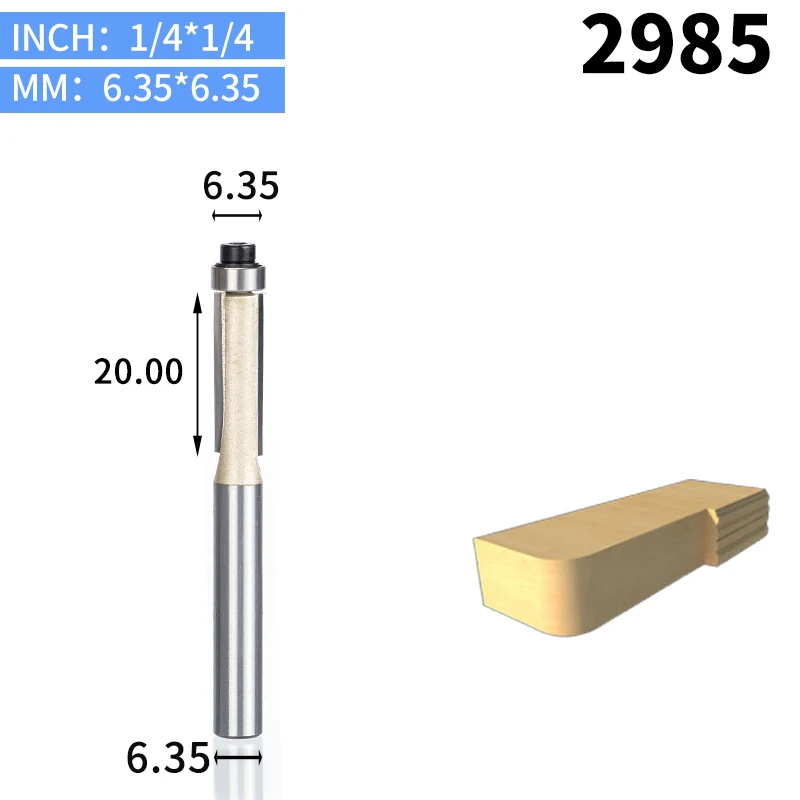 2985 HUHAO 1 шт. 1/" 1/2" хвостовик заподлицо фрезы для дерева обрезные фрезы с подшипник, деревообрабатывающий инструмент Концевая фреза - Длина режущей кромки: 2985