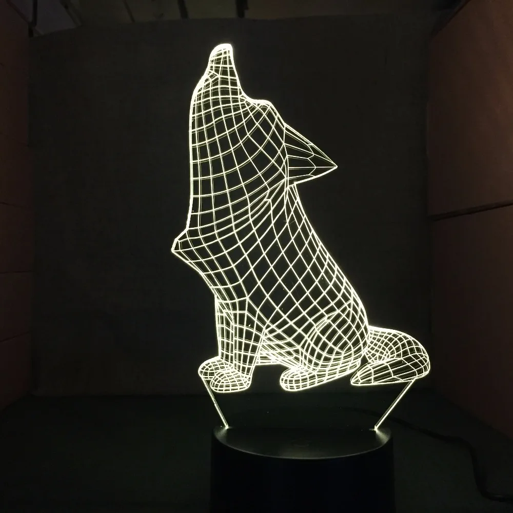 Светодиодная Ночная лампа с вращающейся собакой 7 цветов изменяемая акриловая