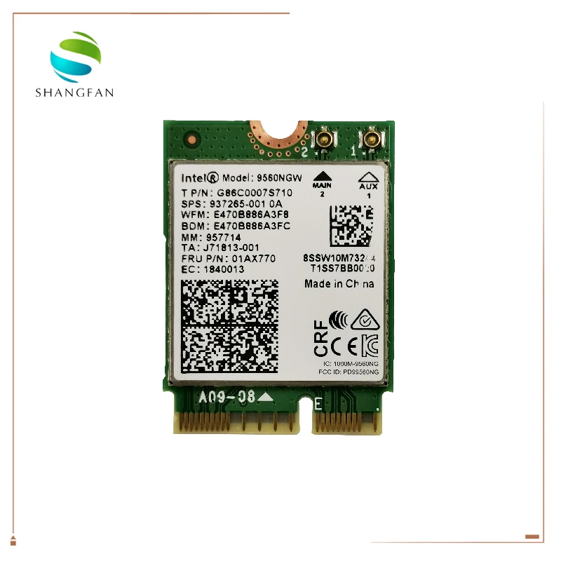 

Wifi Card For Intel Dual Band AC 9560 9560NGW 9560AC MM:957714 1.73Gbps NGFF Key E Wifi Card 80211ac BT5.0 for Windows 10