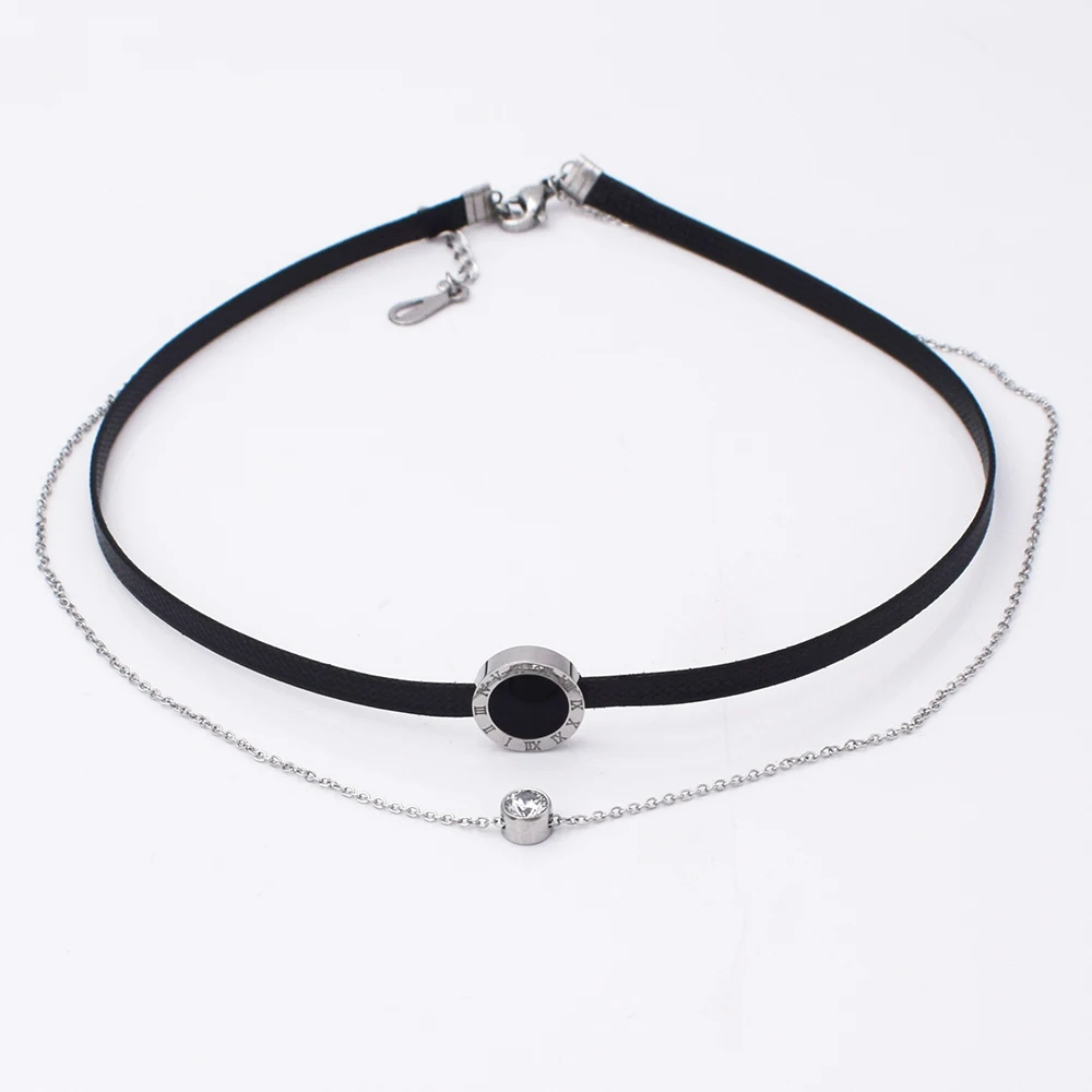 Хит продаж модные ювелирные изделия 2 слоя кожи и нержавеющей стали чокер