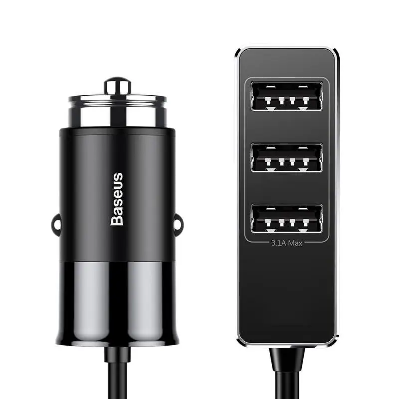 Black Baseus 5.5A 4 порта USB Автомобильное зарядное устройство несколько экспандер автомобильное зарядное устройство мобильный телефон Быстрая зарядка зарядное устройство адаптер - Тип штекера: Black