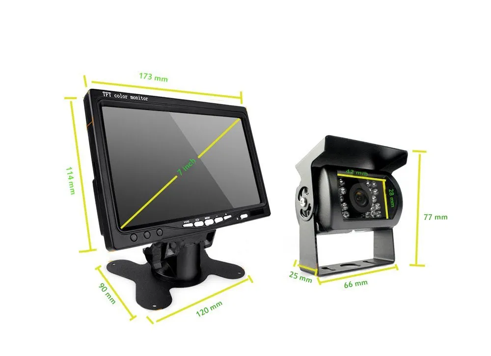AMPrime 7 &quotLCD двойная запасная камера автомобильный монитор заднего вида комплект