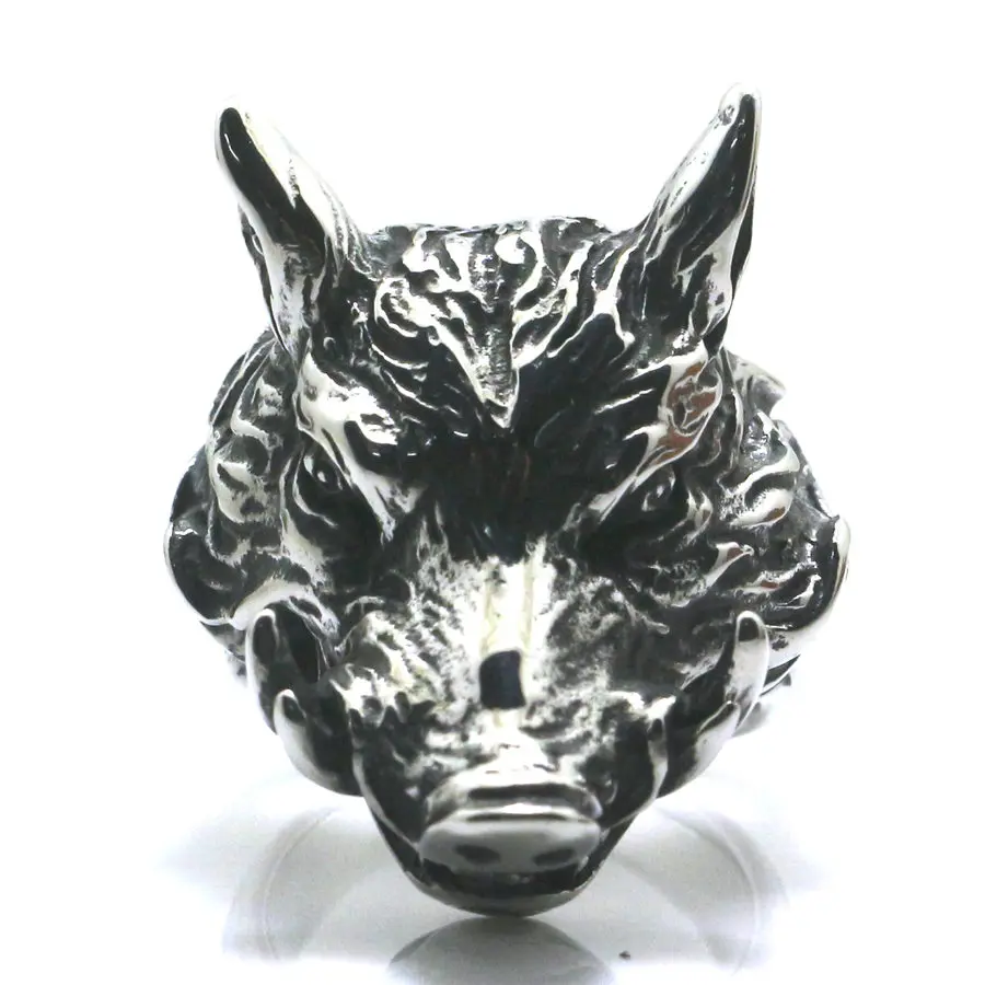 Size 7 to 15 Mens Boys 316L Stainless Cool Punk Gothic Wild Boar Hunting Ring |