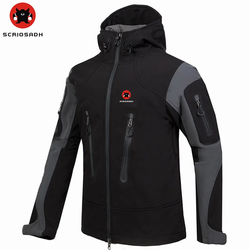 SCRIOSADH Мужская ветровка водонепроницаемая мягкая быстросохнущая флисовая теплая