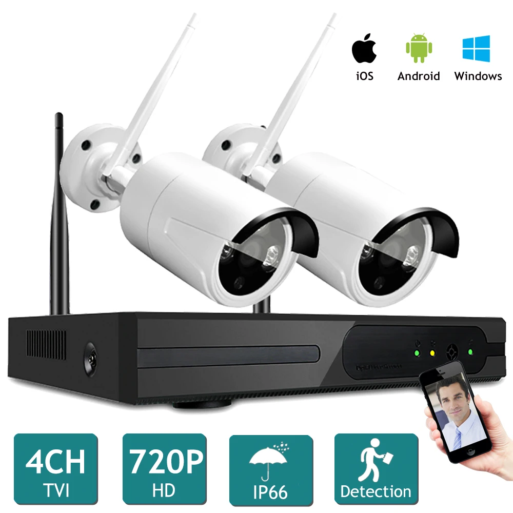 4CH P2P HD 720 P ИК Ночное видение Беспроводной для дома и улицы IP Камера набор