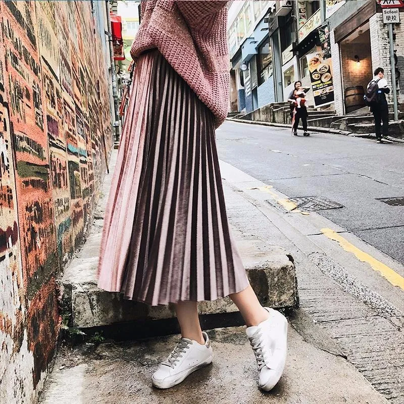 TWOTWINSTYLE бархатная юбка женские эластичные штаны с высокой талией из лоскутов со