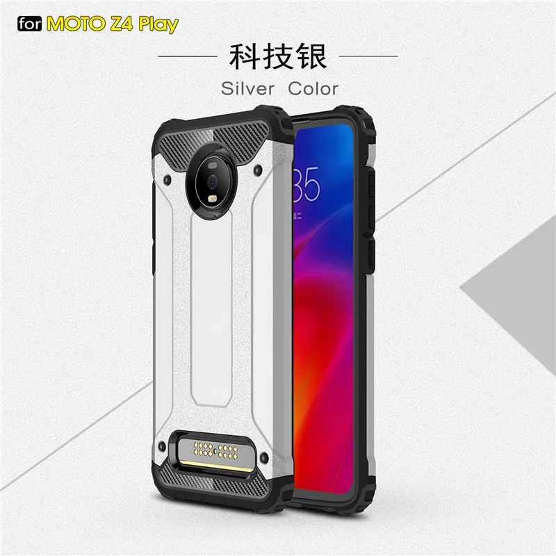 

Case For Moto Z4 Play Cover Anti-knock Soft Silicone + Hard Plastic Back Case For Moto Z4 Play Funda For Motorola Moto Z4 Play