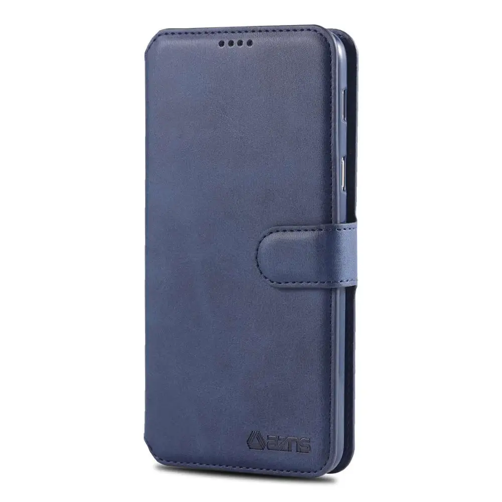 Кожаный чехол-портмоне с откидной крышкой чехол для samsung Galaxy A50 S10 S9 S8 Plus Note 9 8 A6 A7 A8 плюс A9 S10e M10 A10 M20 M30 A30 A20 крышка - Цвет: Blue xnw