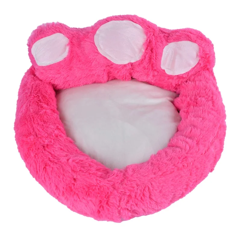 Pink Кровать для кошек с медвежьими лапами, кровать для маленьких и средних собак и кошек, Зимняя Теплая Флисовая собачья Конура - Цвет: Pink