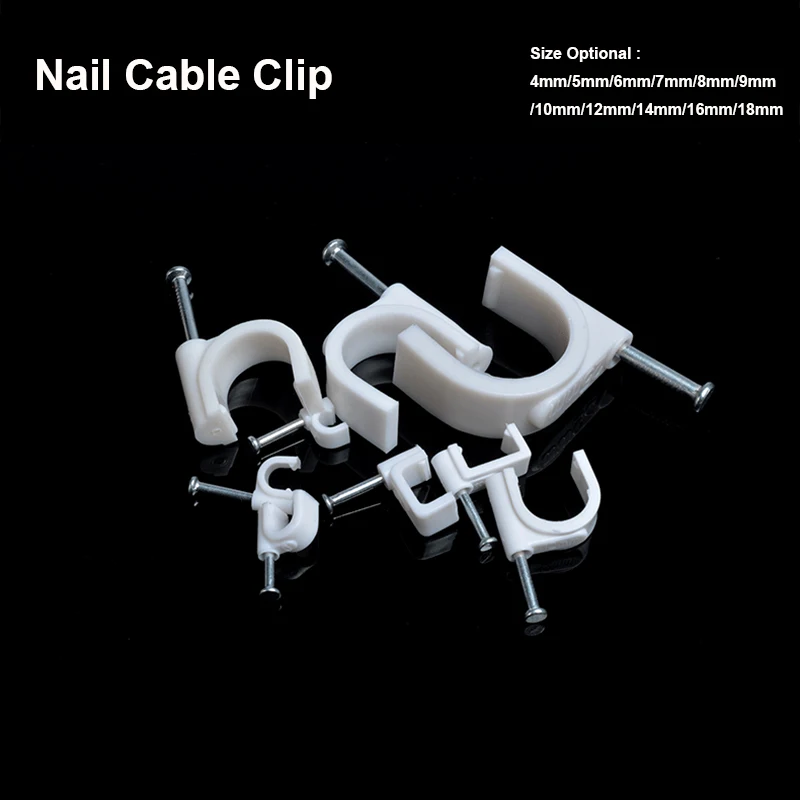 

500pcs/lot Steel Nail Circle Clip Fix CAT5/CAT5E Network Wire/USB Printer Cable 7mm Circle cable clips Wall Insert Cord Clamp