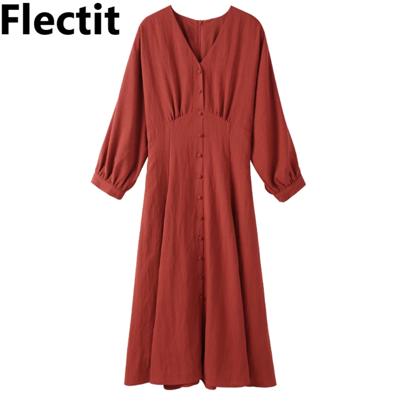 Женское винтажное льняное платье Flectit во французском стиле с рукавом 2019 поясом