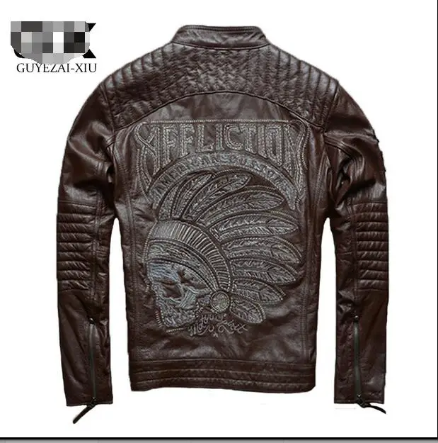 XS 4XL! Мужская кожаная короткая куртка Молодежная из натуральной кожи молодежная