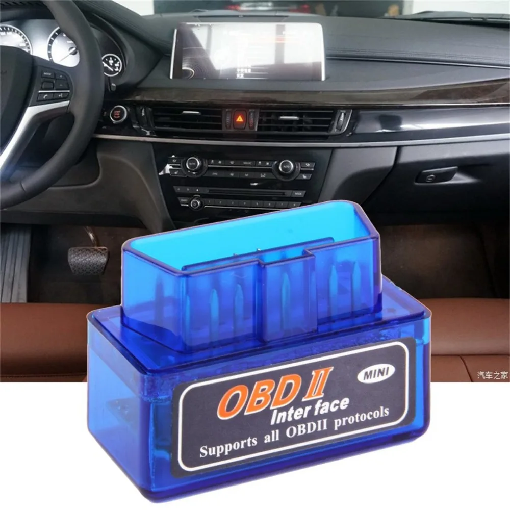 Горячий автомобиль Стайлинг Мини ELM327 OBD2 II беспроводной Bluetooth автомобилей диагностический интерфейс сканер инструмент синий Портативный