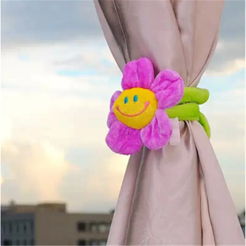 Мультфильм клипса для занавески подсолнуха плюшевые гибкие Tieback зажимы