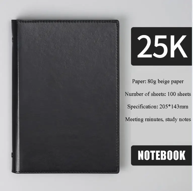 BLACK 22251-1 Для кулинарно-деликатесной продукции 1 шт. 25K блокнот с отрывными листами кожаный чехол бизнес утолщенный 6-луночное PU записная книжка записи подарок для офиса и школы 22251 - Цвет: BLACK 22251-1