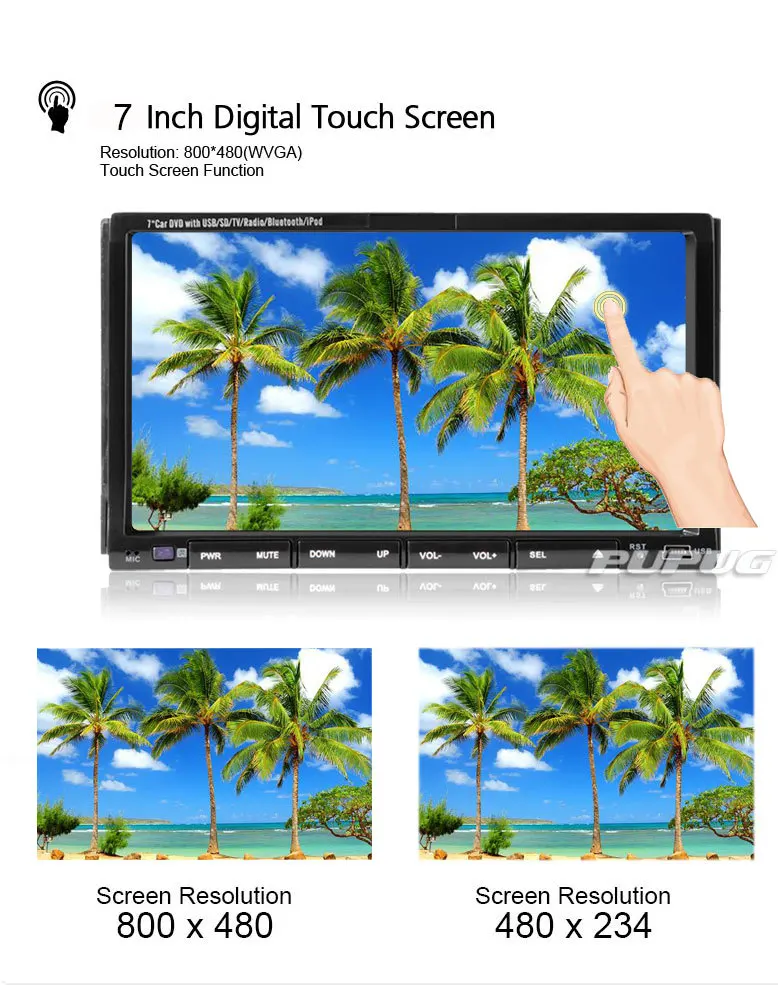 7 ''HD в тире Bluetooth GPS навигации автомобиля DVD CD MP3 плеер универсальный 2 DIN