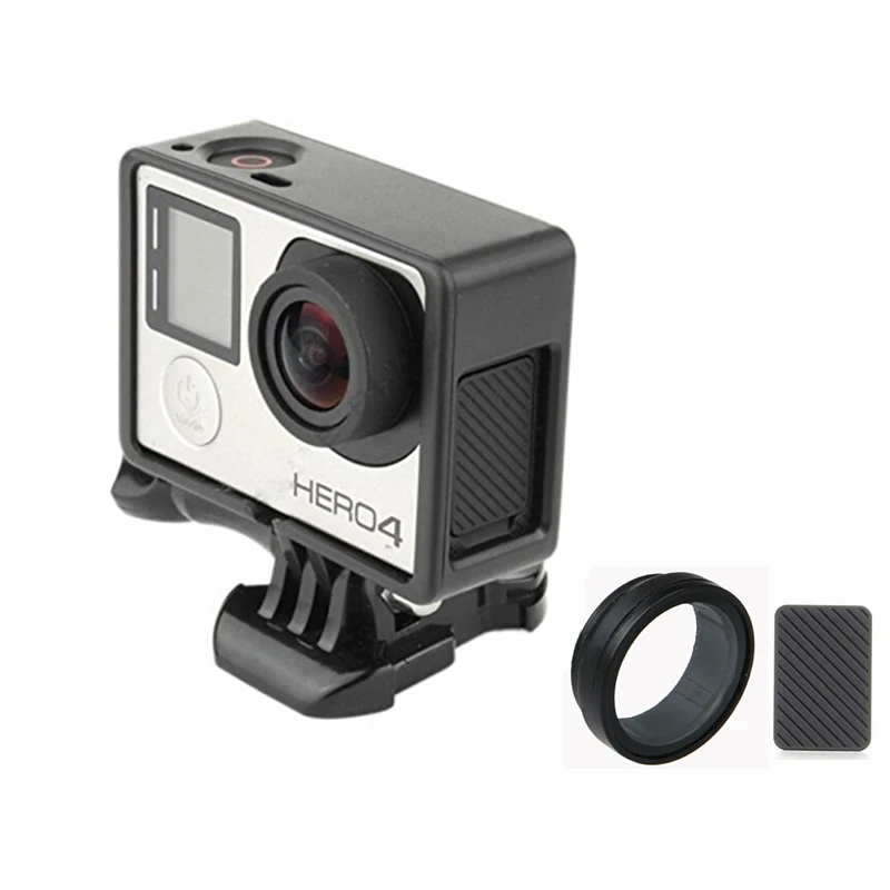 Крепление рамки + Боковая крышка двери УФ Защитный Объектив для GoPro Hero 4 3 чехол Go Pro