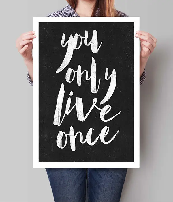 Печать на холсте Вдохновляющие принт вы только в прямом эфире Once' Цитата