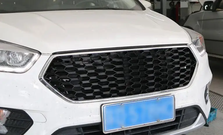 Глянцевая черная Решетка переднего бампера для Ford Escape Kuga сотовая сетка