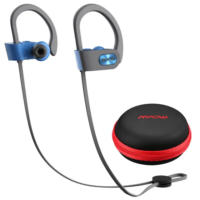 Синий Mpow Flame Bluetooth 5,0 наушники спортивные Гарнитуры Hi-Fi стерео наушники IPX7 водонепроницаемые наушники с шумоподавлением с микрофоном чехол - Цвет: Синий