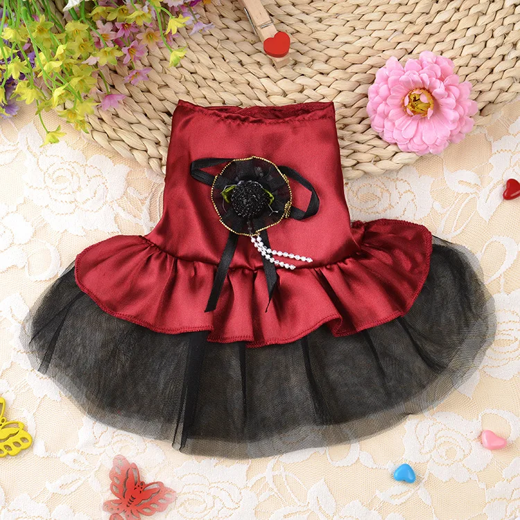 Spring and summer new teacup puppies milk dog wedding dress pettiskirt puppy clothes pet princess skirt |