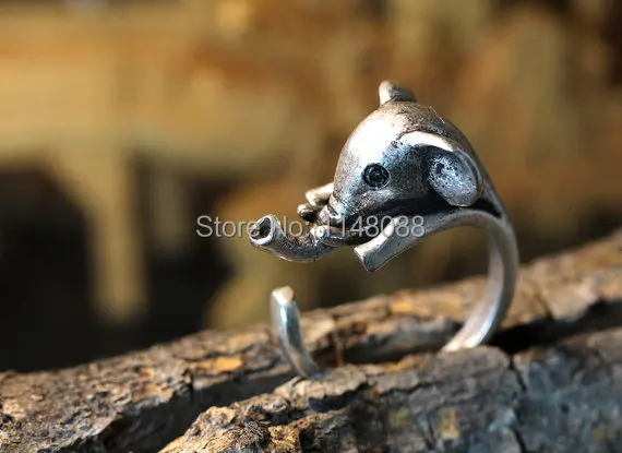 Детское кольцо в виде слона Женское стиле ретро с полированным животным