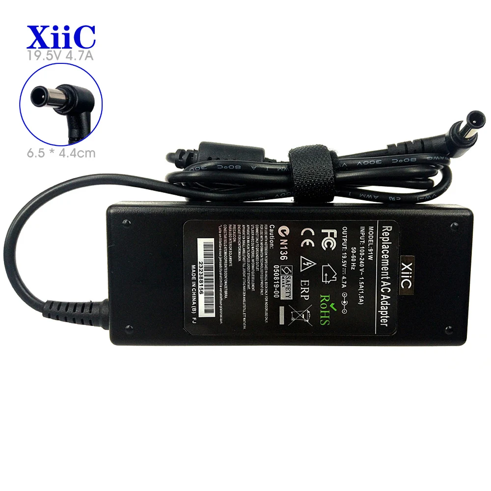 XiiC адаптер для ноутбука 19,5 V 4.7A для SONY VAIO VGP-AC19V PCG VGA VPC ТВ серии ноутбук AC зарядное устройство 90 Вт 6,5*4,4 мм