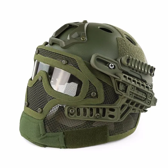 Olive Drab Тактический Шлем BJ PJ MH ABS маска с очками для военных страйкбол армии Пейнтбол WarGame Мотоцикл Велоспорт охота - Цвет: Olive Drab