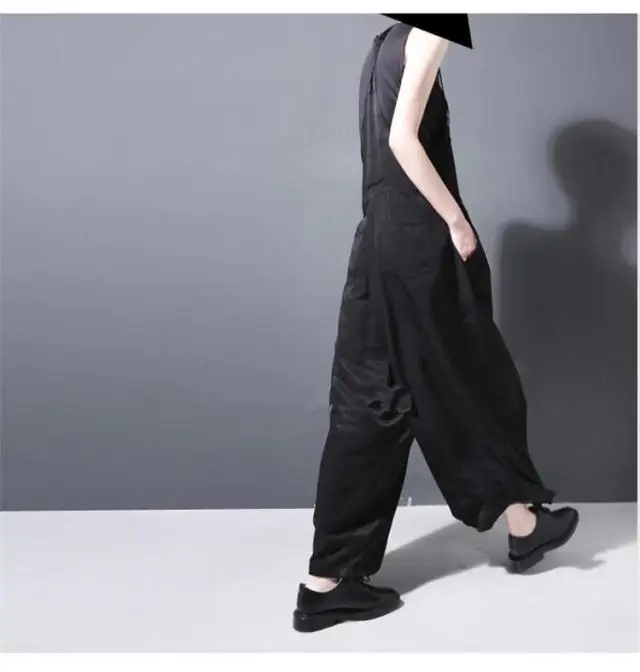Летний Новый Стиль Дизайн Женские черные большие ноги ремни широкие брюки