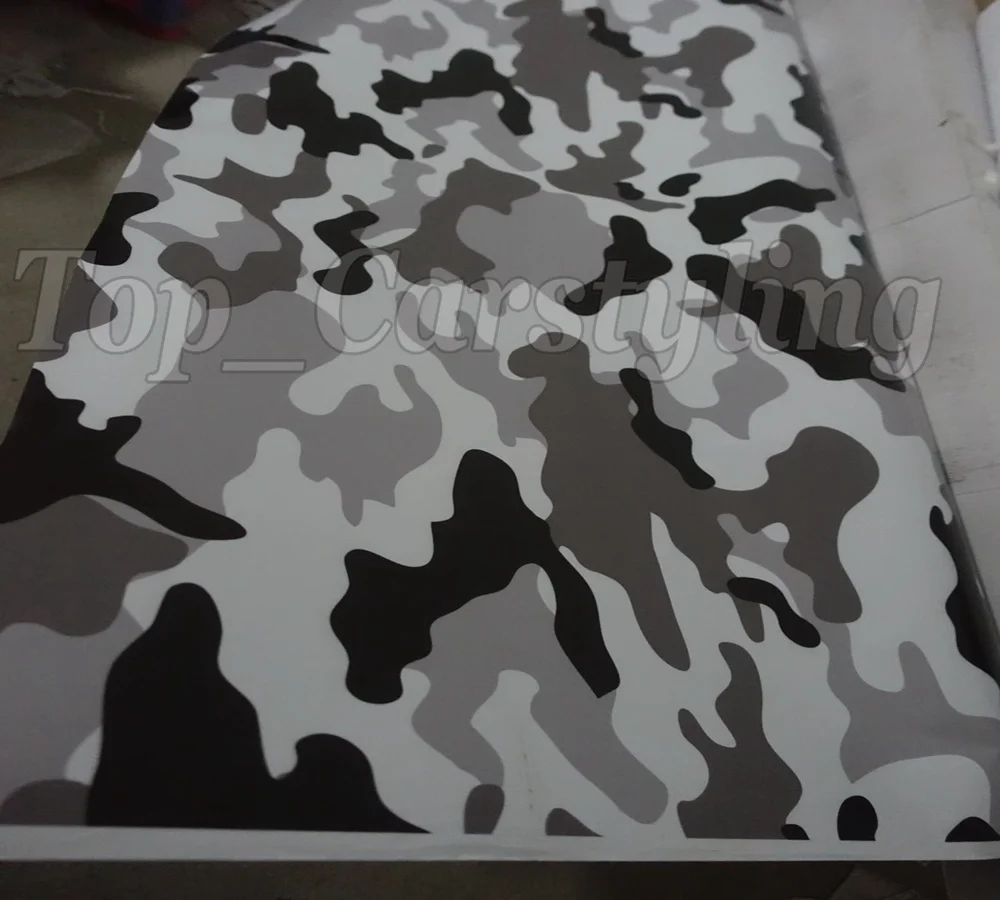 Черный белый серый Arctic Camo виниловая Автомобильная упаковка камуфляж ролл Полный