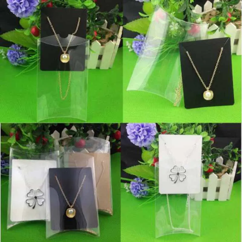 2018 Новый Ясно ПВХ Подушку Поле Пак Цепочки и ожерелья Jewelry Дисплей очистить поле Pv