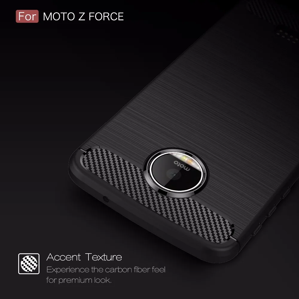 Окружающей среды Carbon Fiber Case Для Motorola MOTO Z Force Мягкая Противоскольжения Обложка